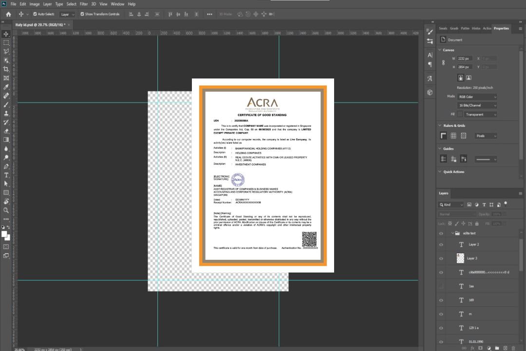 Modèle Word et PDF de certificat de bonne réputation de Singapour, version 2 template
